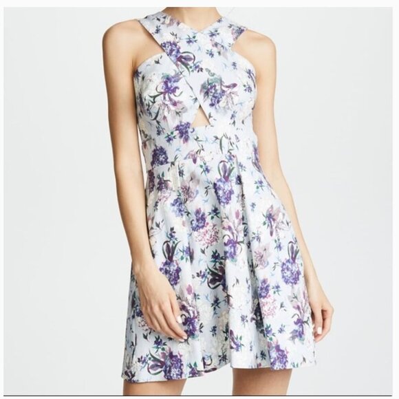 NWT Black Halo Landon Mini Dress Size 2 Floral - Picture 1 of 15
